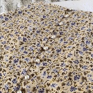 Floral pearl button down mini skirt